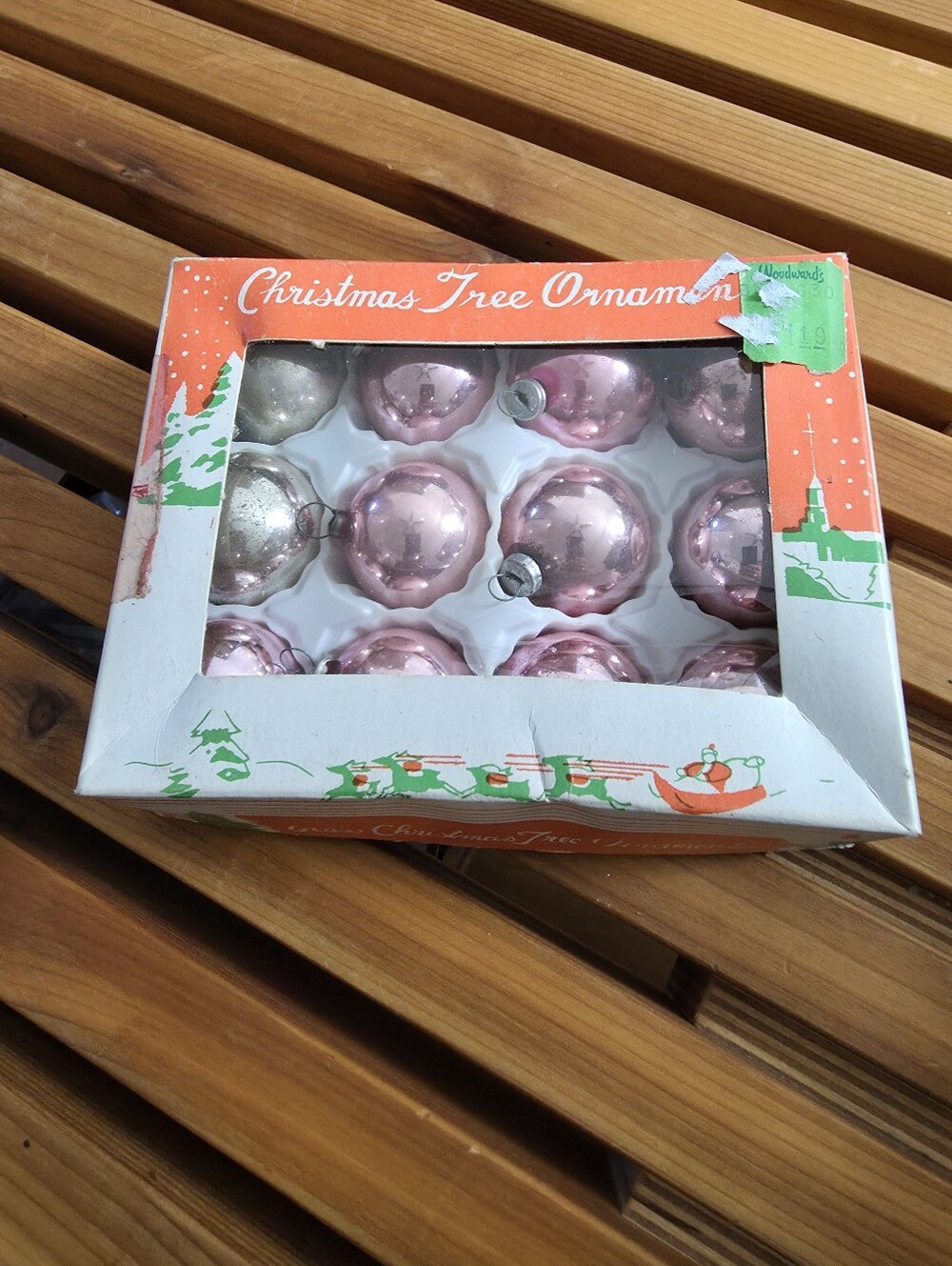 Dozen Little Christmas Balls In Pkg, Woodwards. Vintage Cuties.